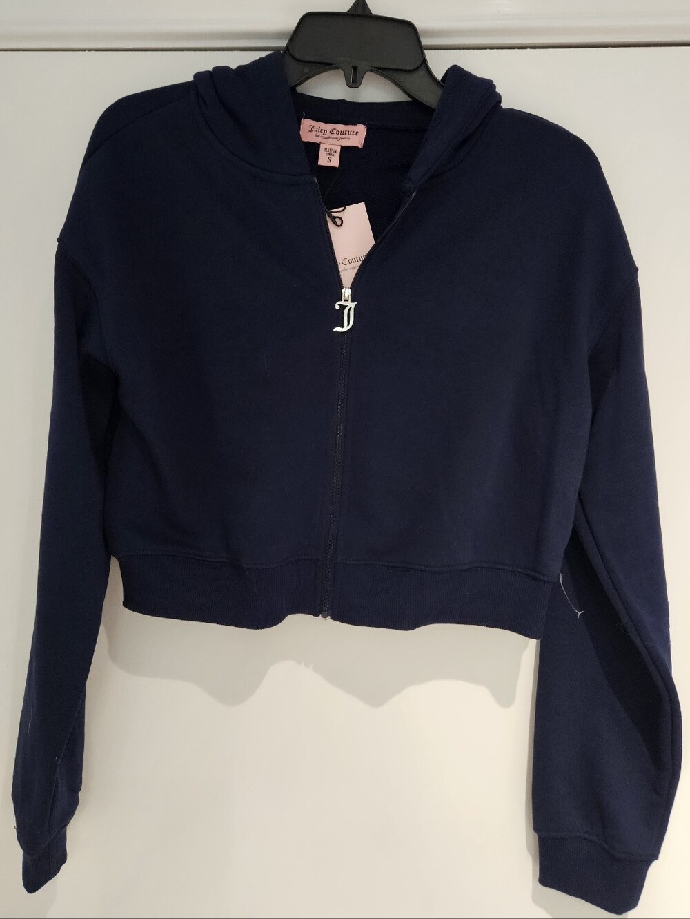 Juicy Couture Cropped Zip-Up Hoodie in Navy Blue - Size S - NWT